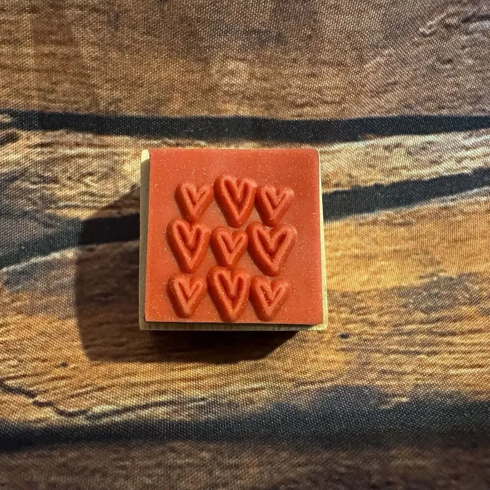 Doodle Hearts Mini Wood Rubber Stamp Background Multi Heart Craft Scrapbook